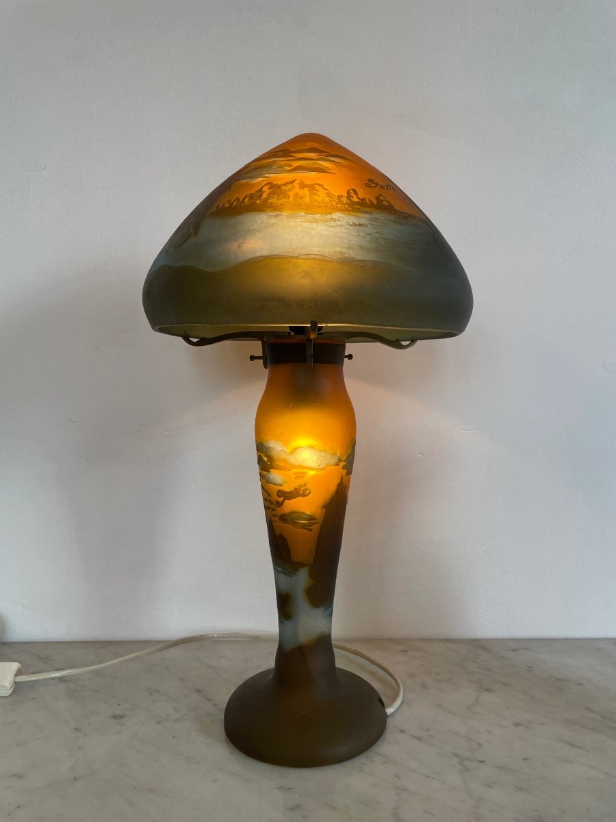 Mushroom Lamp Signed Gallé Tip -photo-3