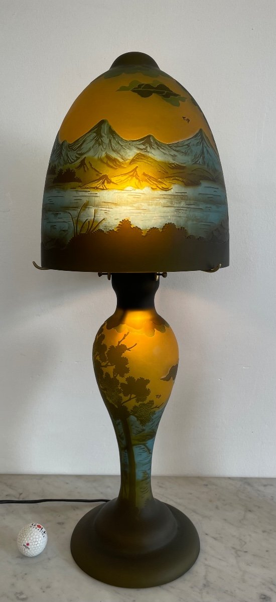 Very Large Lamp Signed Gallé Tip-photo-2