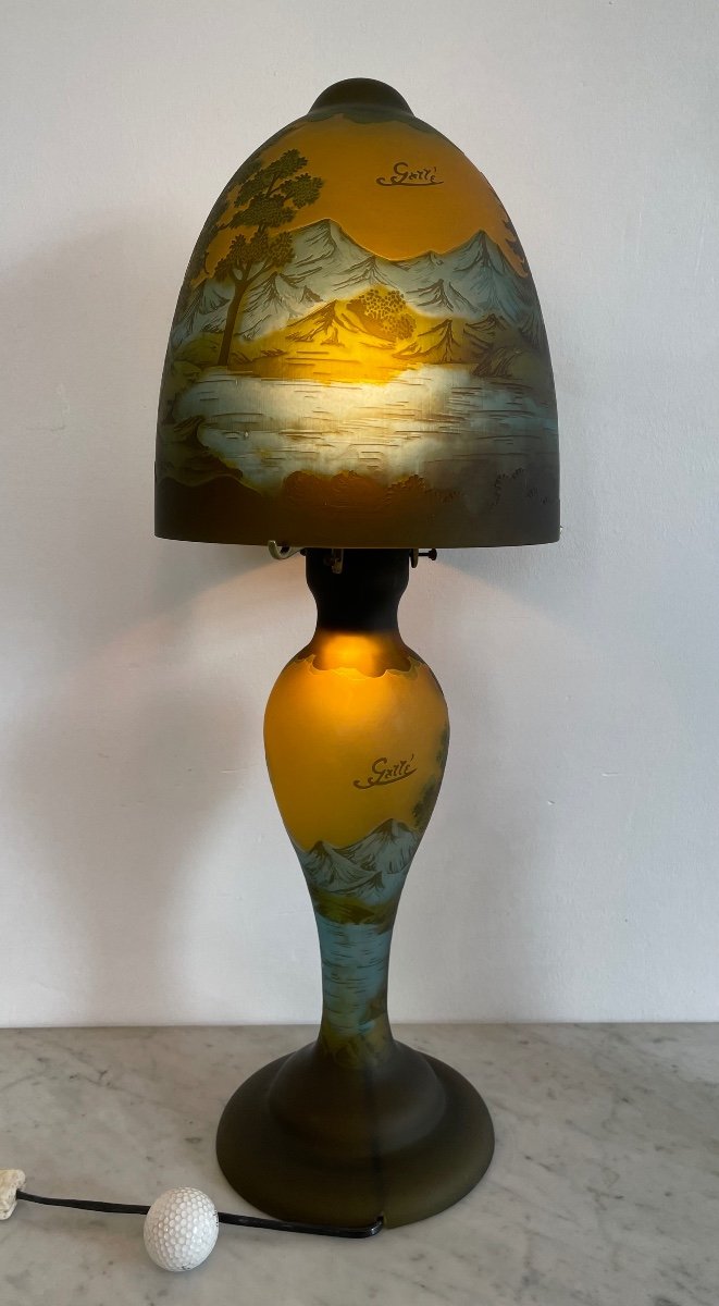 Very Large Lamp Signed Gallé Tip-photo-3