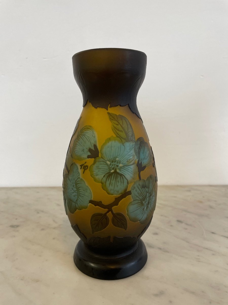 Vase With Flower Decoration Signed Gallé Tip-photo-4