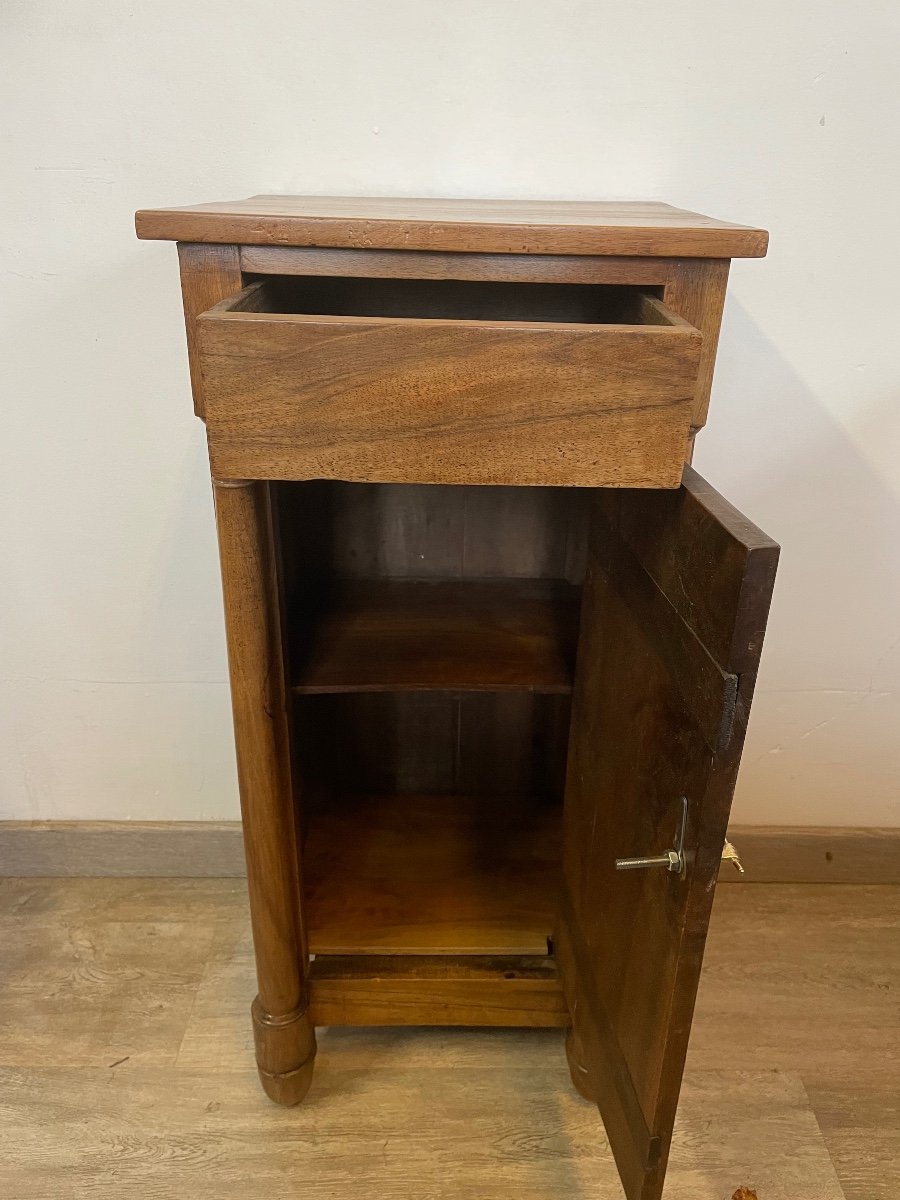 Empire Period Walnut Bedside Table With Detached Columns-photo-1