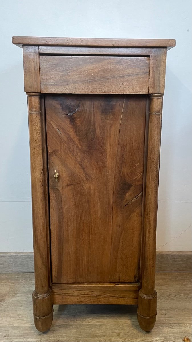 Empire Period Walnut Bedside Table With Detached Columns