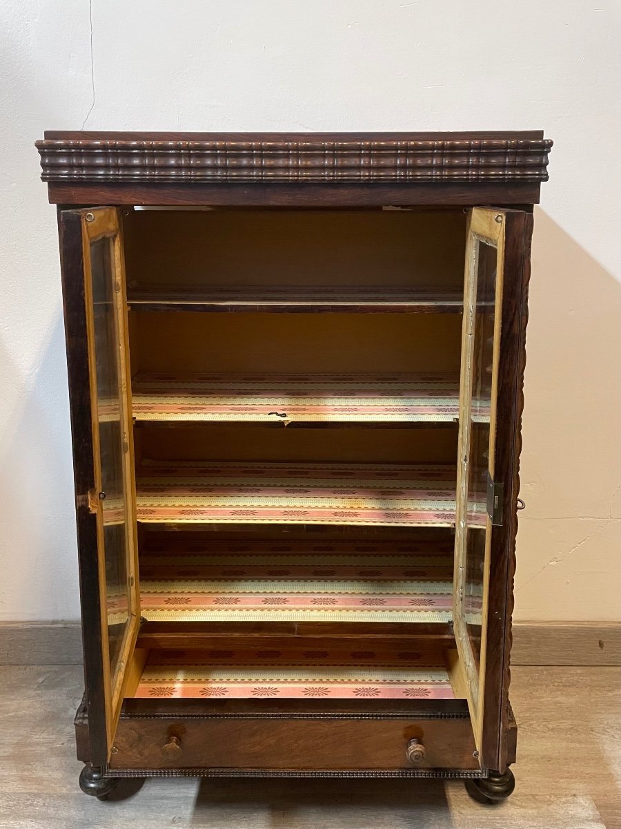 Napoleon III Period Display Cabinet In Rosewood -photo-2