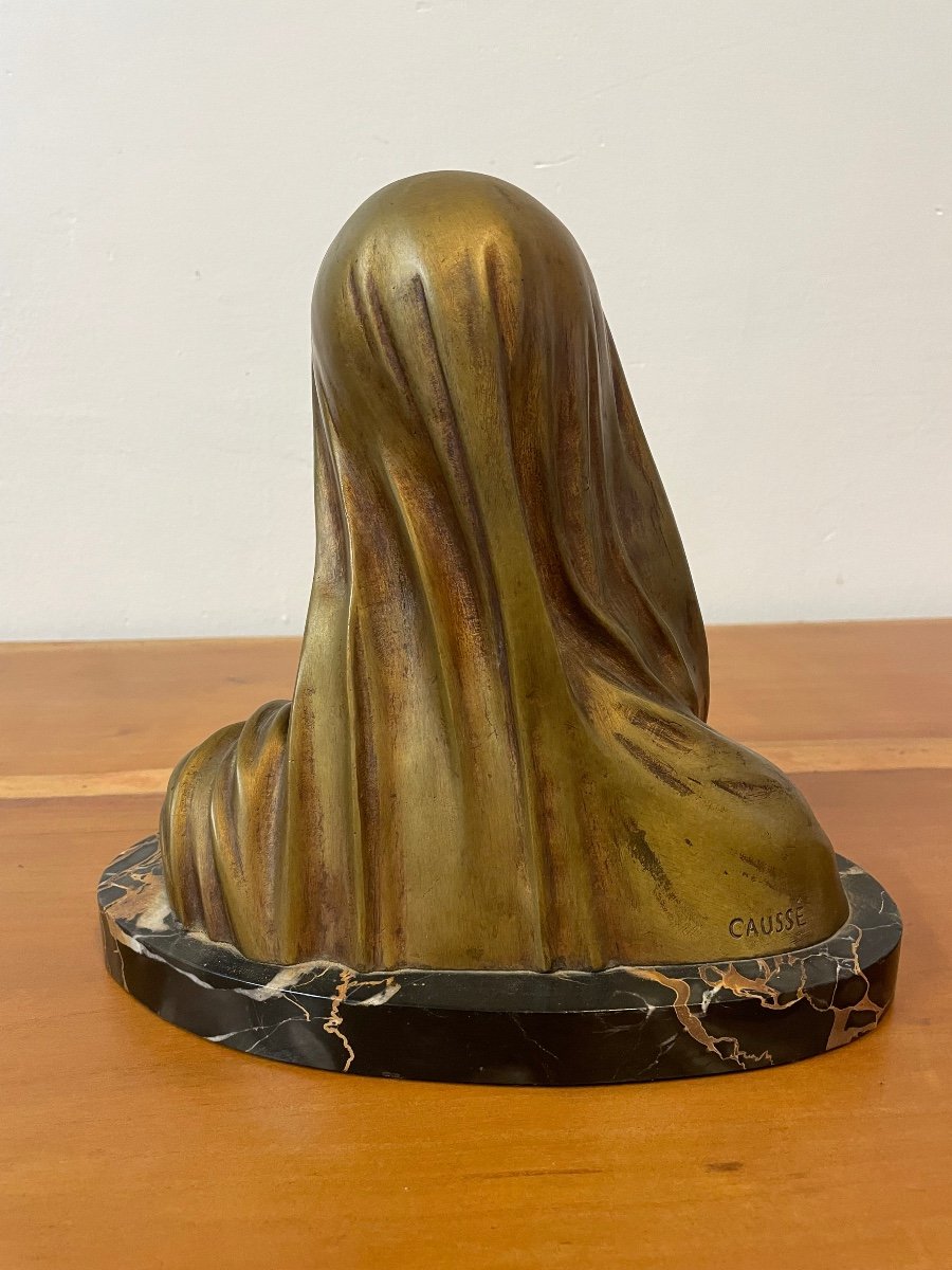 Notre Dame De Lourdes En Bronze Signé Caussé-photo-2