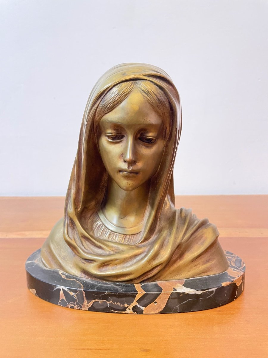 Notre Dame De Lourdes En Bronze Signé Caussé