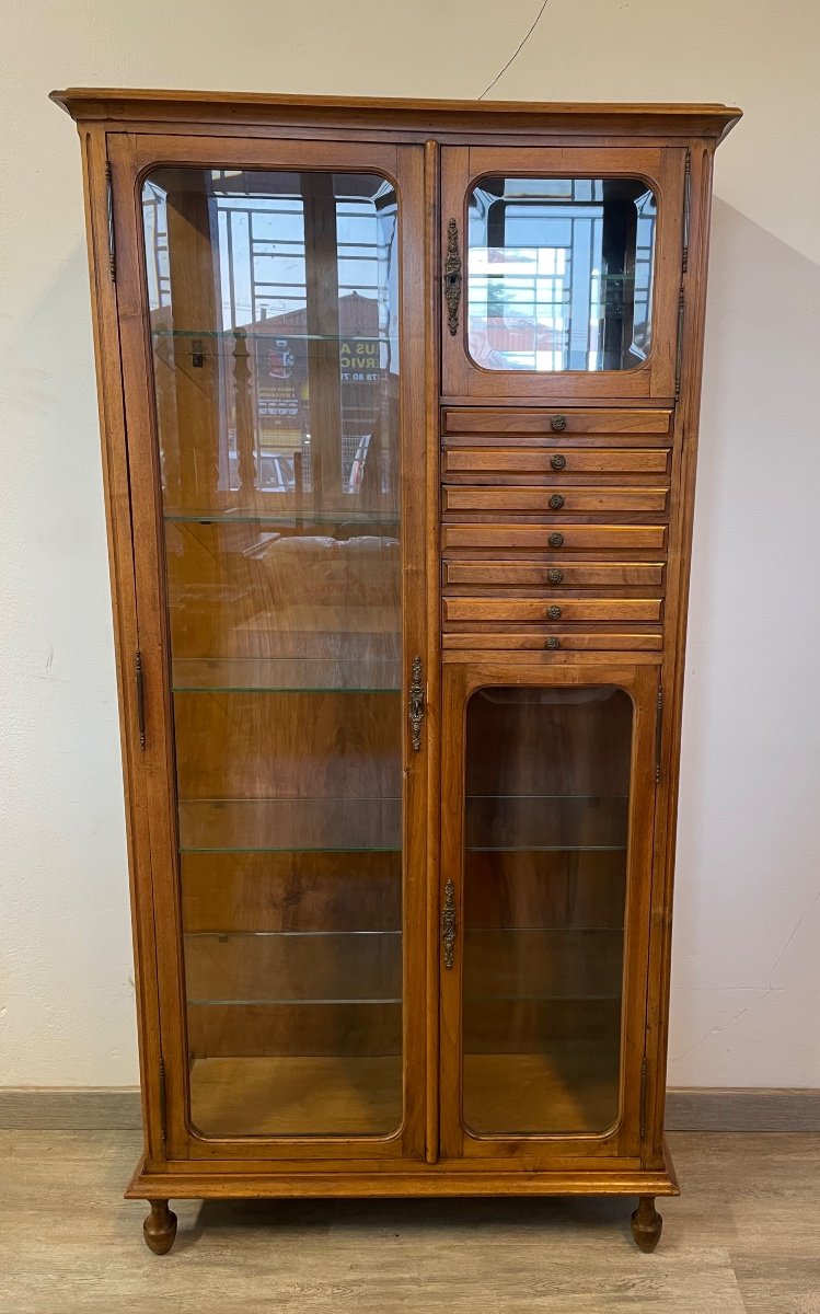 Solid Walnut Dentist Display Cabinet 