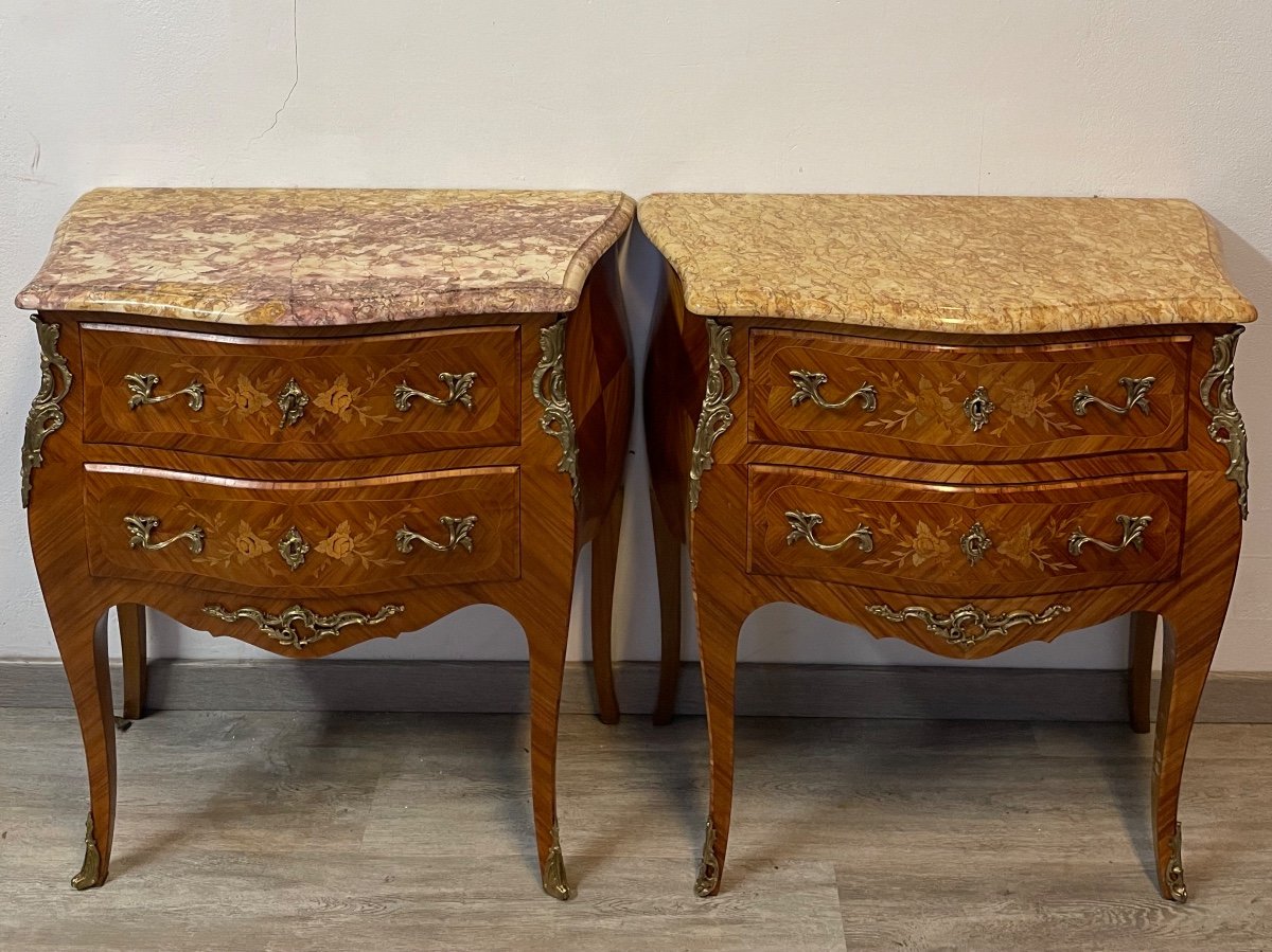 Paire De Commode Sauteuse De Style Louis XV Vers 1950-photo-2