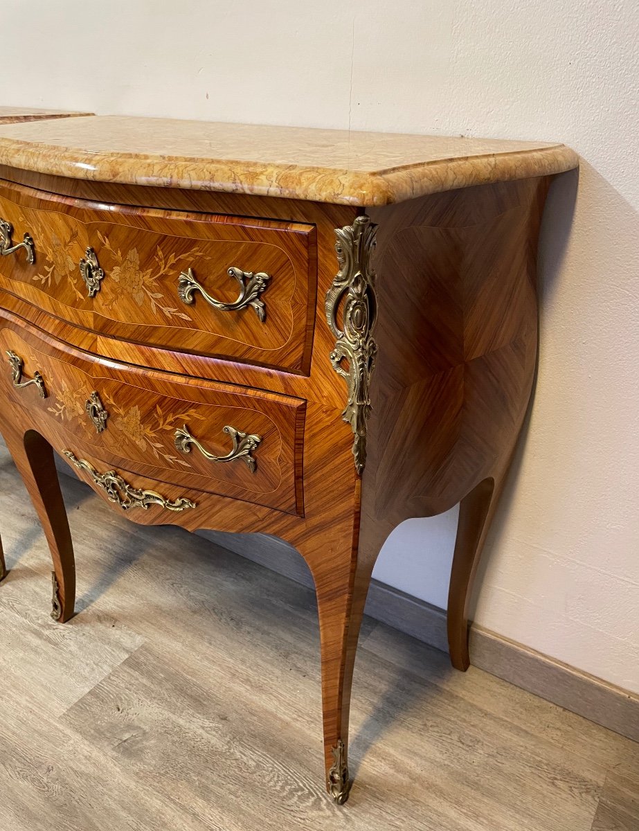 Paire De Commode Sauteuse De Style Louis XV Vers 1950-photo-4