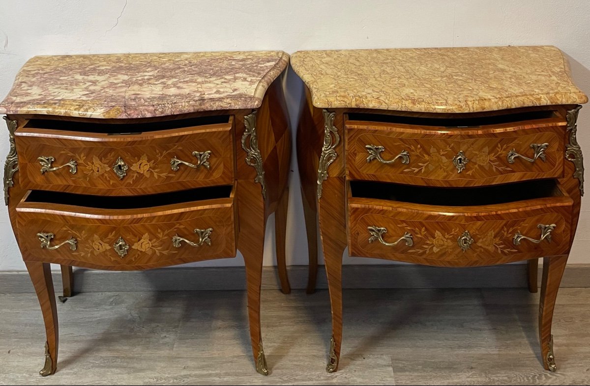 Paire De Commode Sauteuse De Style Louis XV Vers 1950-photo-1