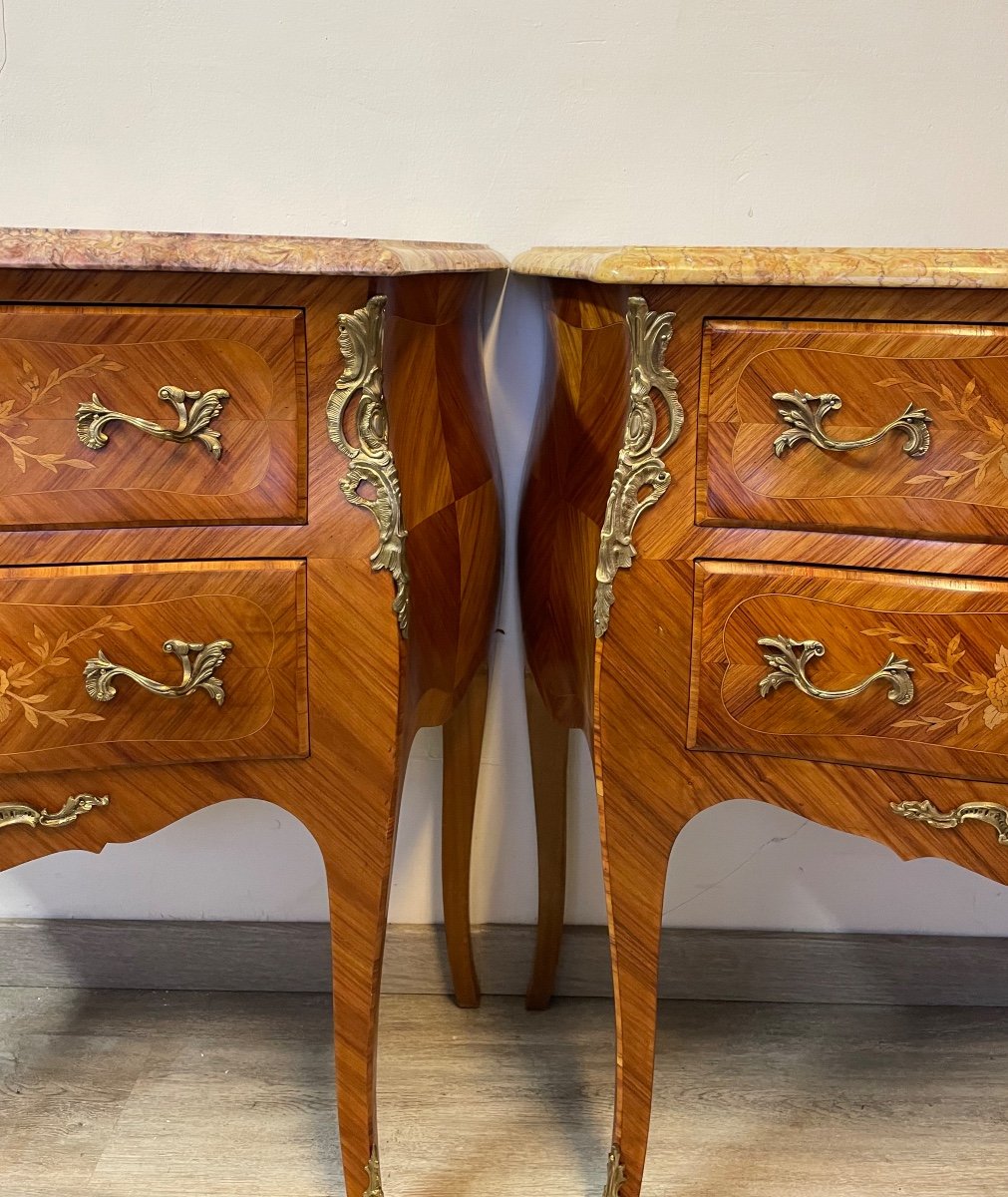 Paire De Commode Sauteuse De Style Louis XV Vers 1950-photo-4