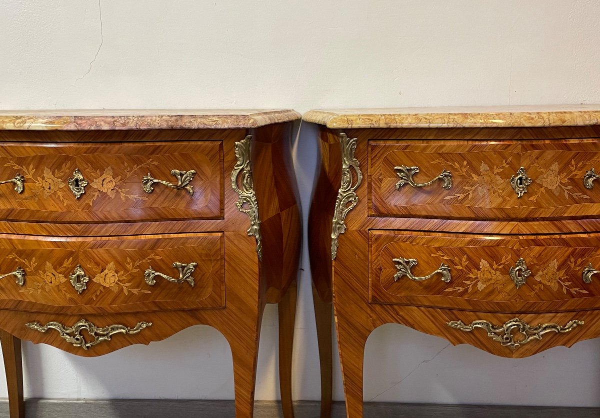 Paire De Commode Sauteuse De Style Louis XV Vers 1950-photo-5