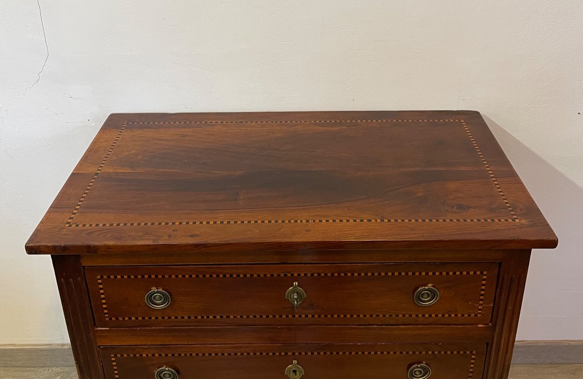 Commode Sauteuse De Style Louis XVI En Noyer Teinté Vers 1850-photo-2