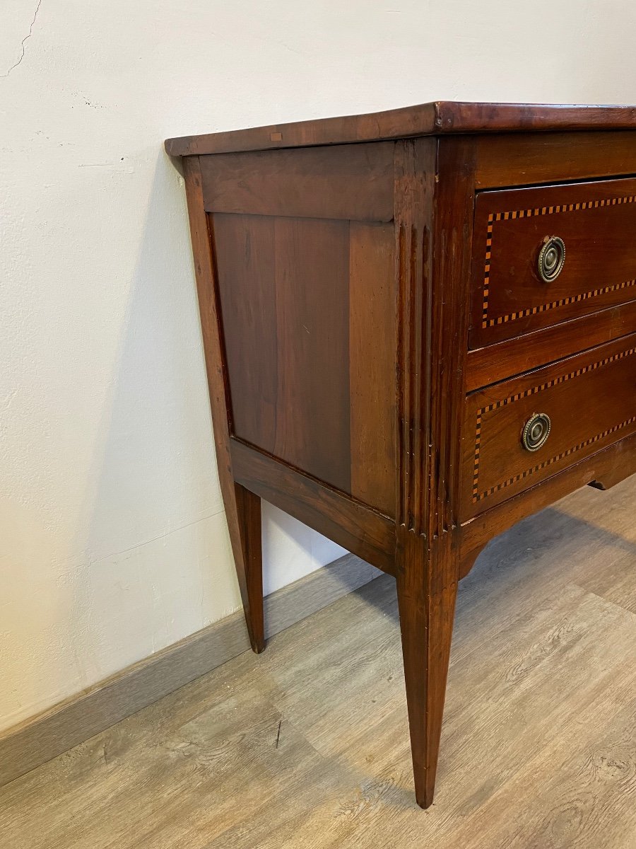 Commode Sauteuse De Style Louis XVI En Noyer Teinté Vers 1850-photo-3