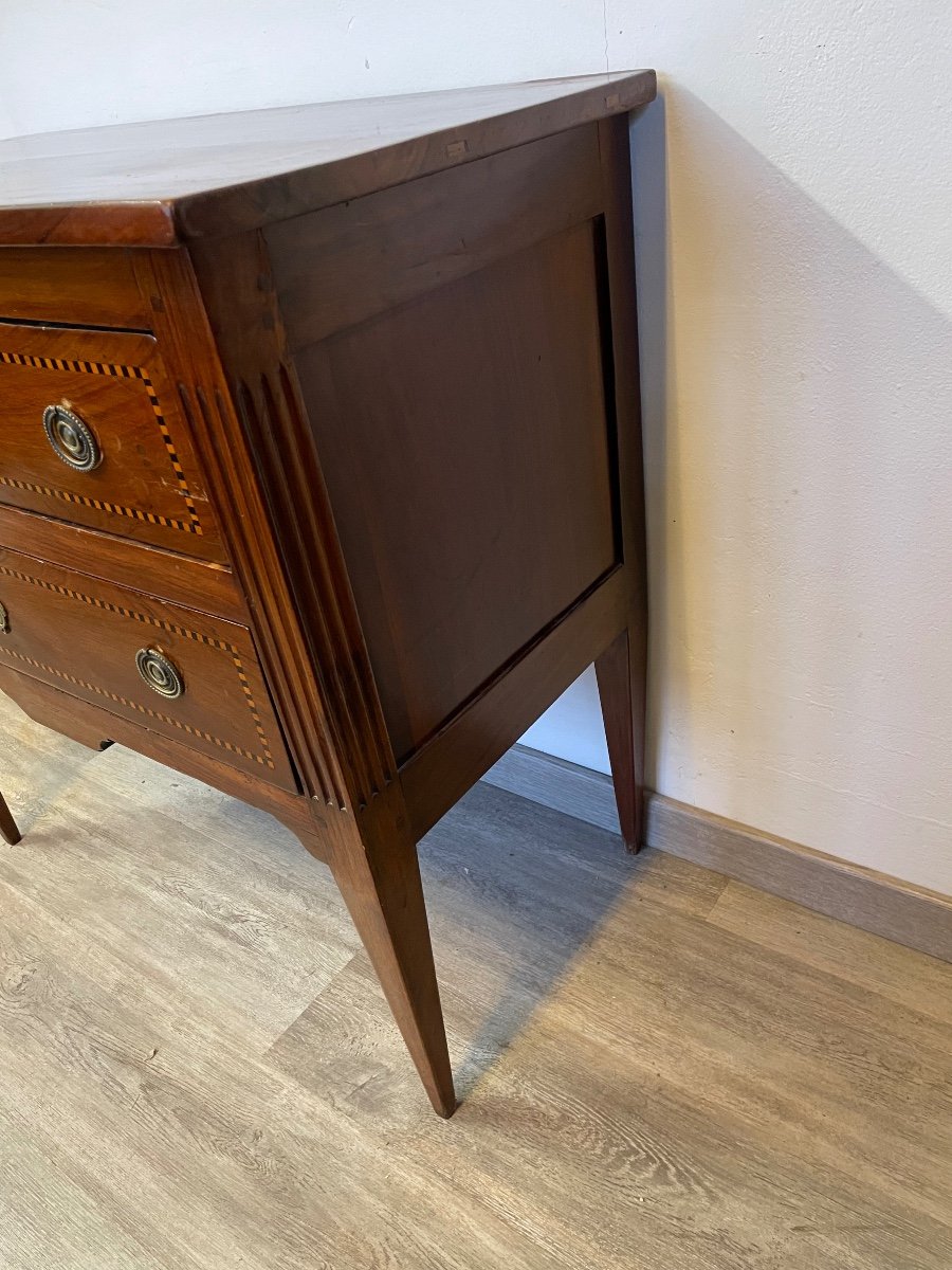 Commode Sauteuse De Style Louis XVI En Noyer Teinté Vers 1850-photo-4