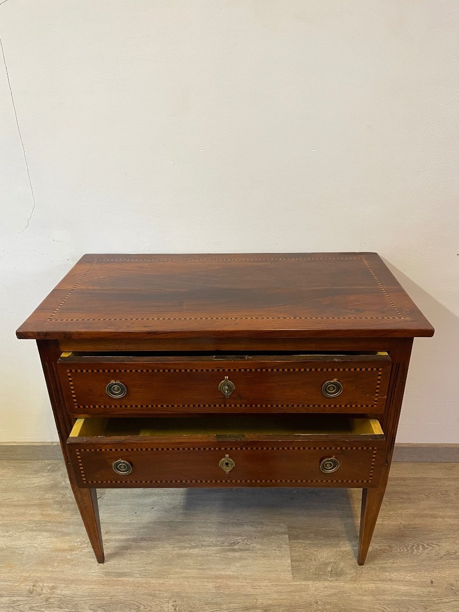 Commode Sauteuse De Style Louis XVI En Noyer Teinté Vers 1850-photo-2