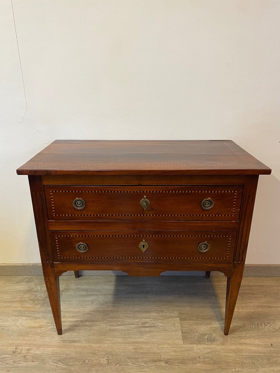 Commode Sauteuse De Style Louis XVI En Noyer Teinté Vers 1850-photo-3