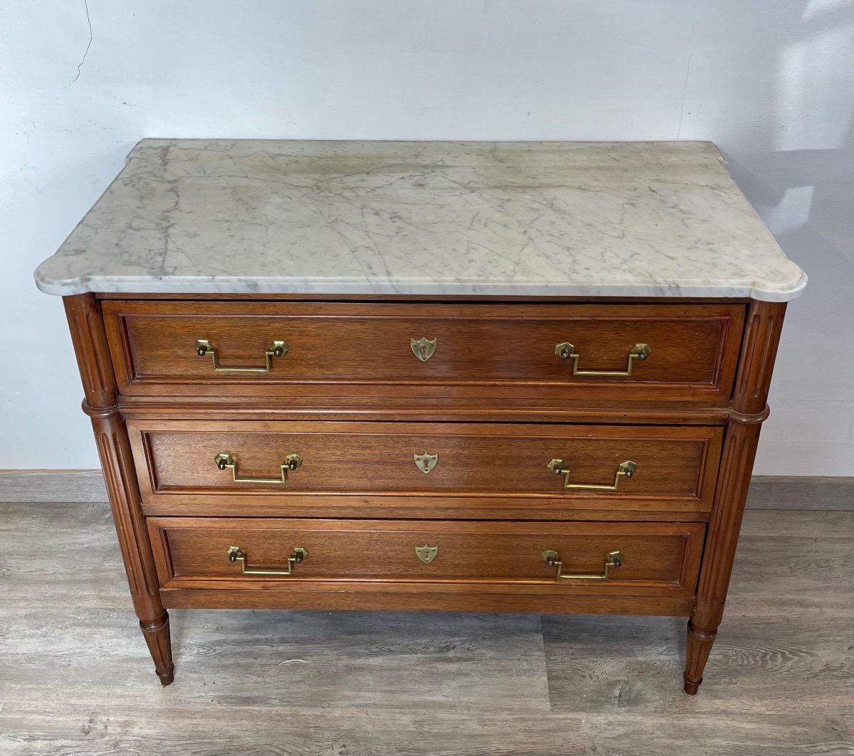 Louis XVI Style Chest Of Drawers In Walnut Circa 1950-photo-2
