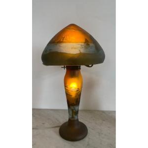 Mushroom Lamp Signed Gallé Tip 