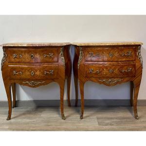 Paire De Commode Sauteuse De Style Louis XV Vers 1950