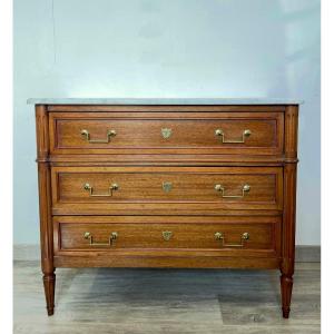 Louis XVI Style Chest Of Drawers In Walnut Circa 1950