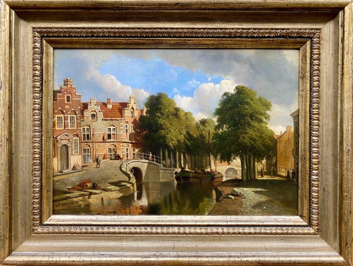 Une Vue De La Ville Néerlandaise, Vrolijk Jacobus Adrianus, La Haye 1834 - 1862