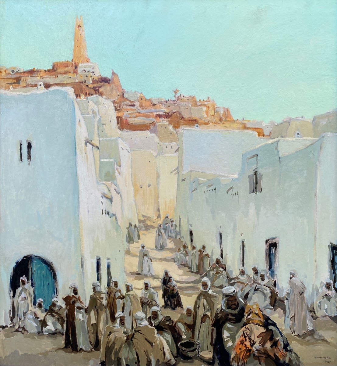 Isidorus Van Mens, 1890 - 1985, Peintre Néerlandais, Ghardaïa - La Capitale Du M'zab, Algérie-photo-2