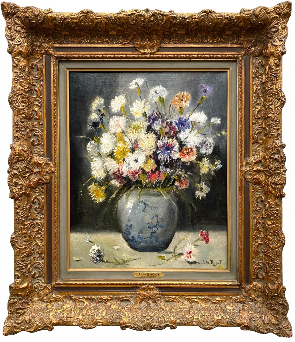Jules Félix Ragot, 1835 – 1912, French Painter, ' Still Life With Wild Flowers '