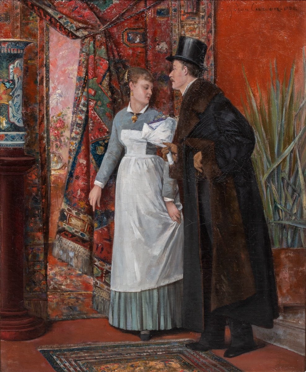 Charles Léon Cardon (1850 – 1921) - A Gentleman And A Maid-photo-3