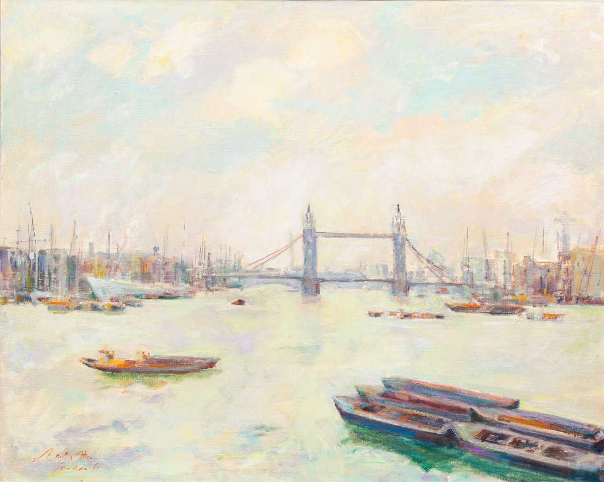 Charles Hug (1899 – 1979) -  La Tamise Et Le Tower Bridge, Londres-photo-2