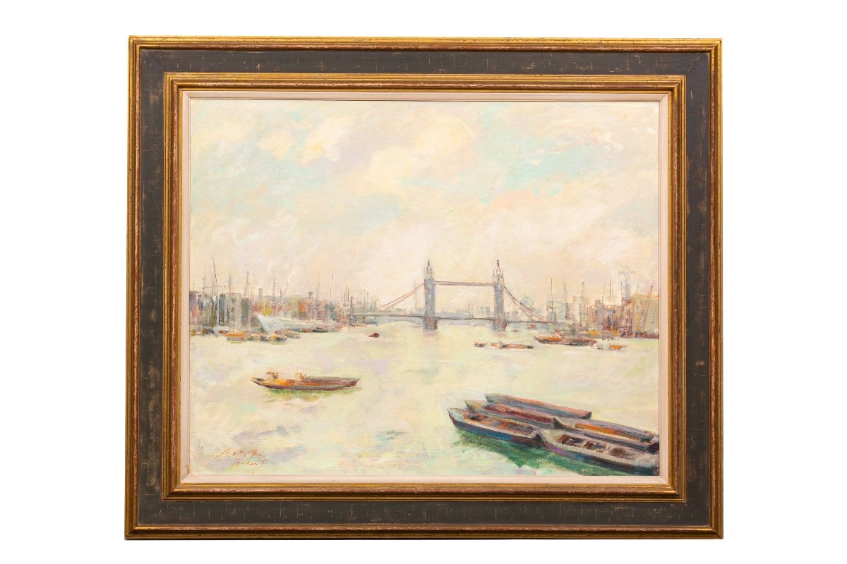 Charles Hug (1899 – 1979) - River Thames And Tower Bridge, London-photo-1