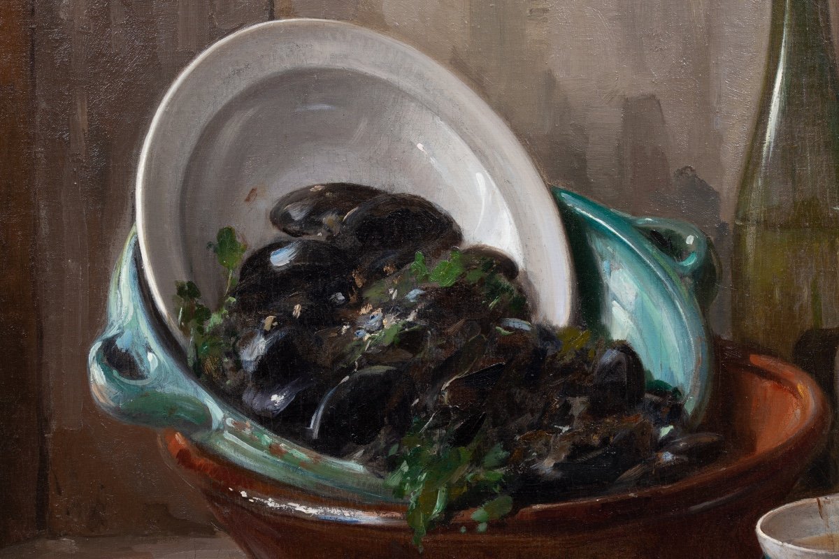 August Willem Van Voorden (1881 - 1921) - Nature Morte Après Un Repas De Moules-photo-6