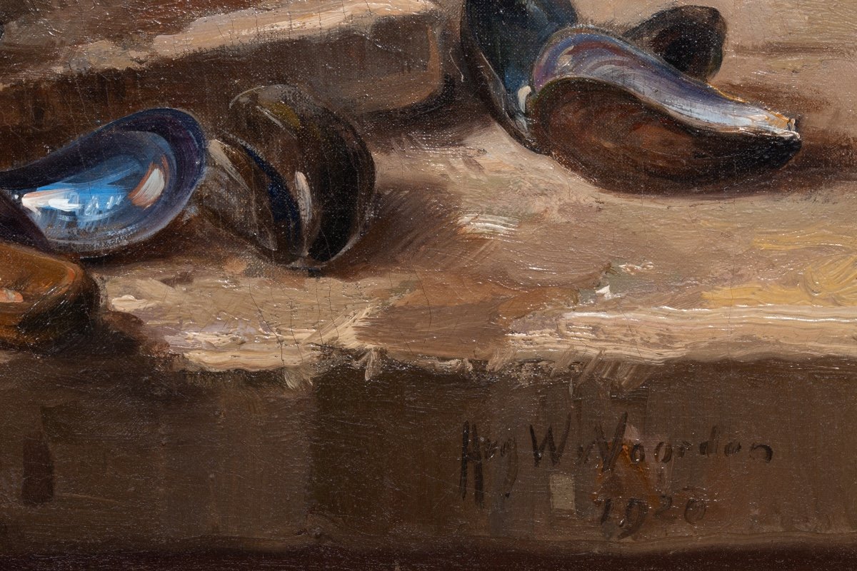 August Willem Van Voorden (1881 - 1921) - Nature Morte Après Un Repas De Moules-photo-8