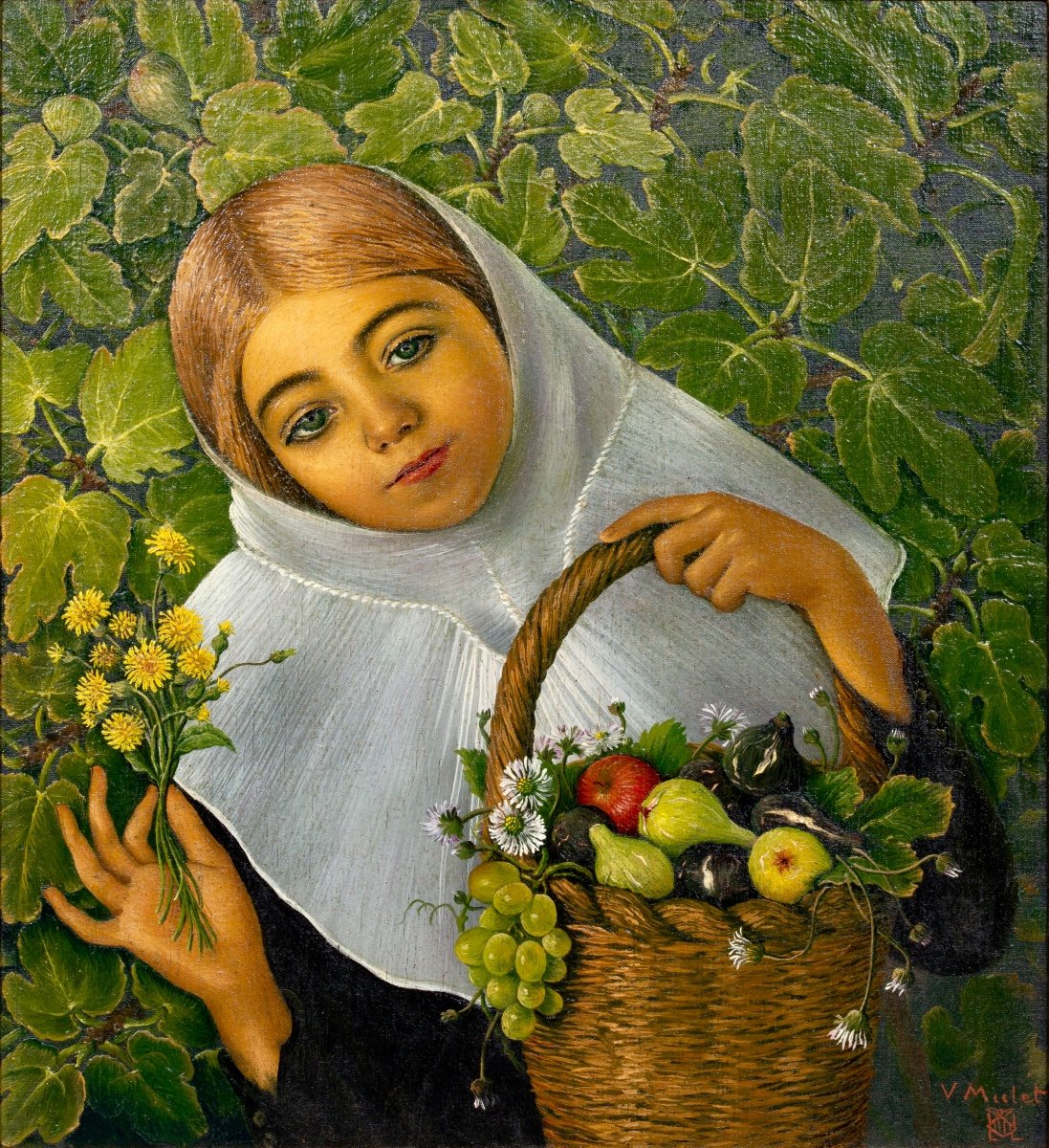Vicente Mulet Y Claver (1897 – Valence – 1945) - Cueillette De Fruits Et De Fleurs-photo-4