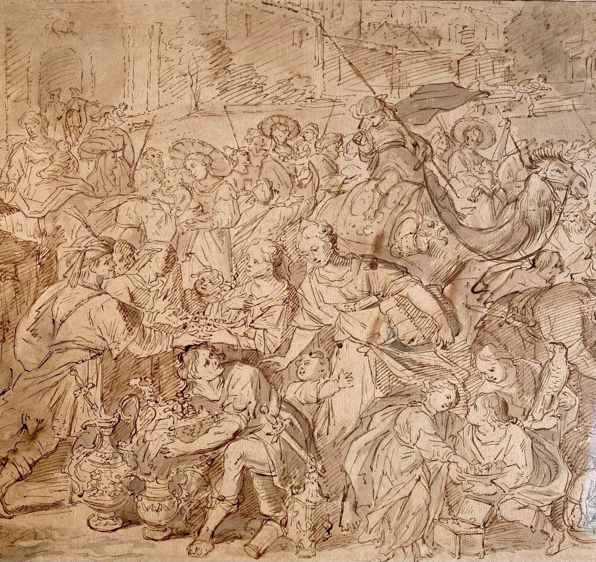 Frans Francken Le Jeune (1581 - Anvers - 1642) -  Le Départ Des Israélites d' Égypte – l'Exode-photo-4