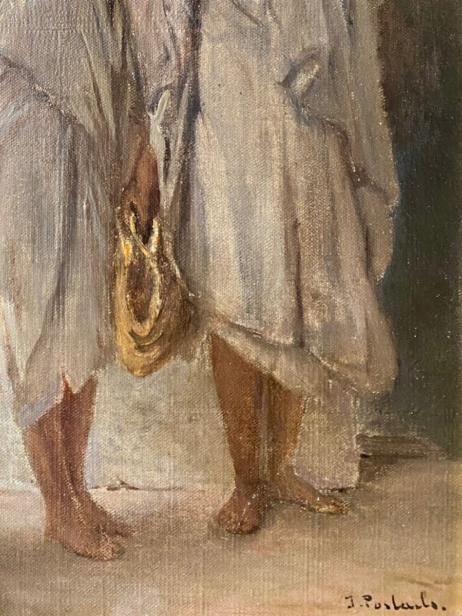 Jean François Portaels (1818 - 1895) - ' Oriental Girls - Beggars In Tangier, Morocco'-photo-4