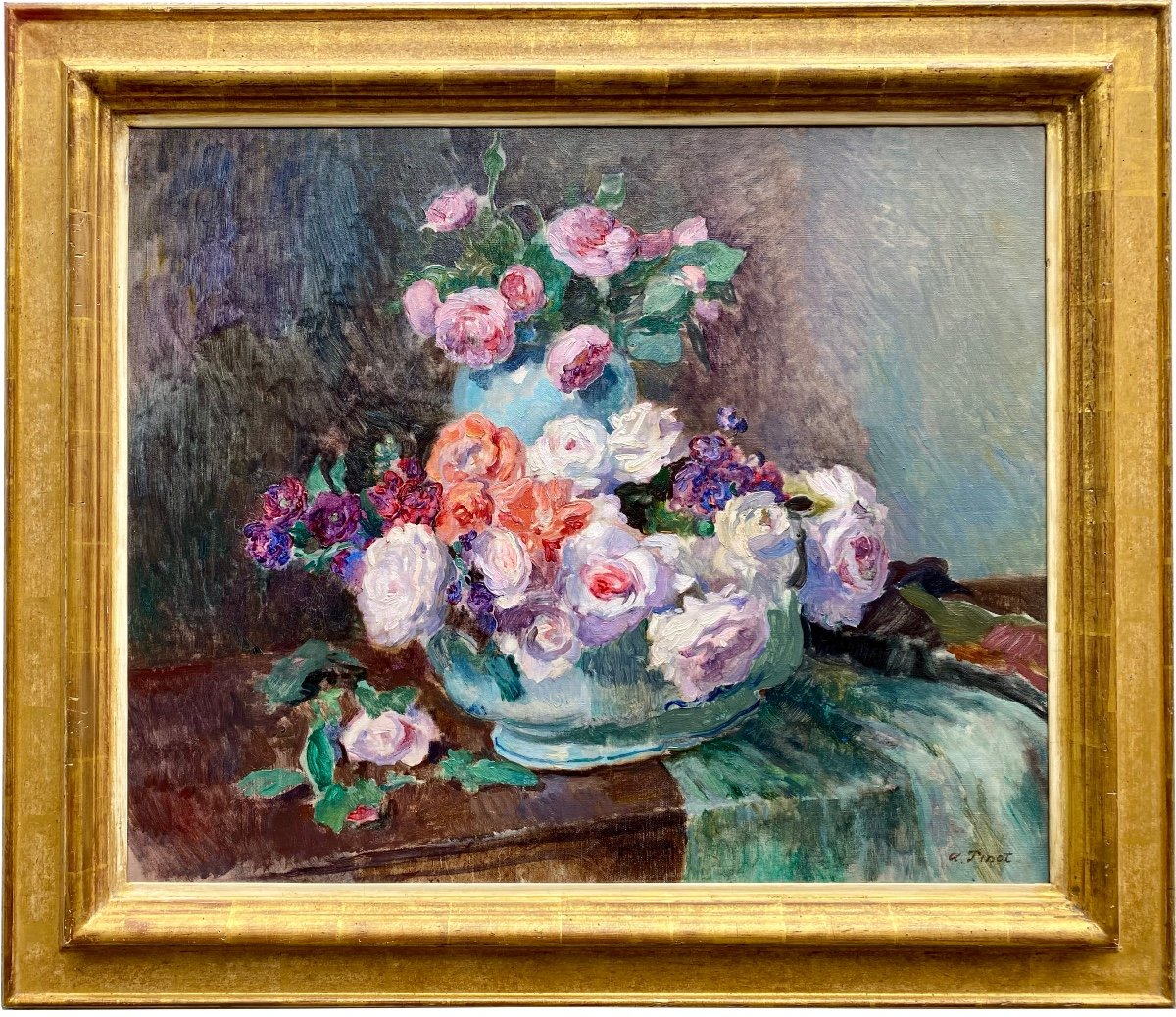 Albert Pinot ( Bruxelles 1875 – 1962 Paris ) - Nature morte avec des fleurs dans un vase