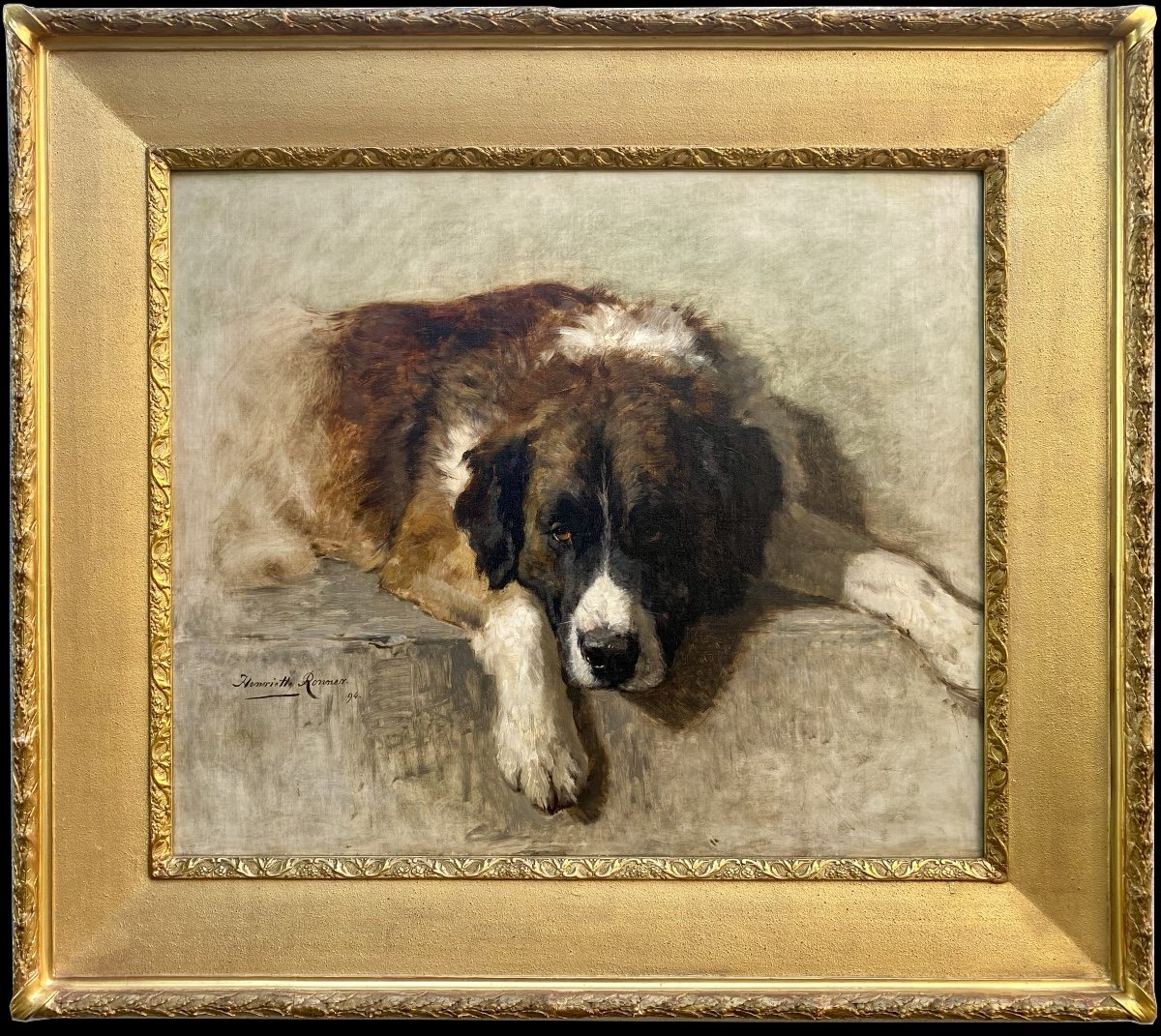 Henriëtte Ronner - Knip (1821 – 1909) - ' Portrait d'Un Chien De Montagne Bernois', Datée 1894-photo-2