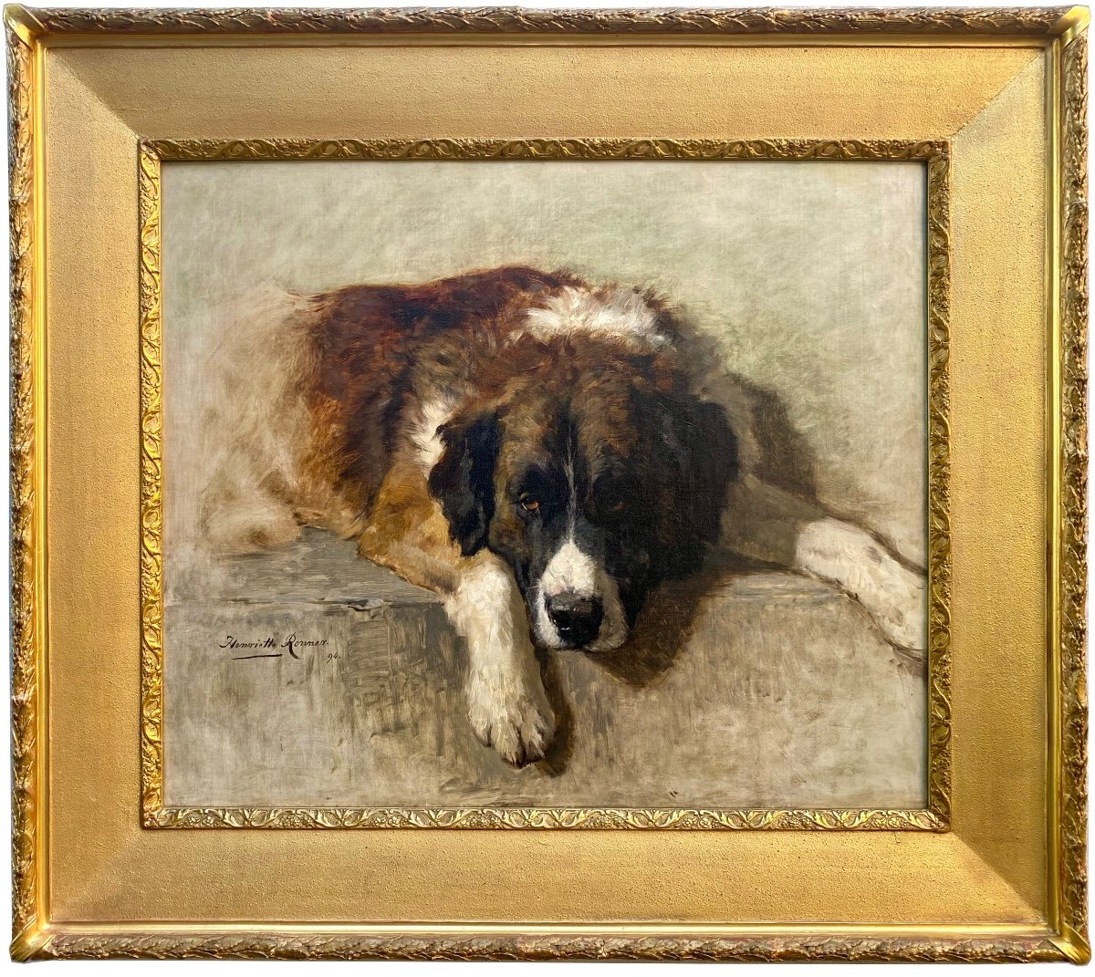 Henriëtte Ronner - Knip (1821 – 1909) - ' Portrait d'Un Chien De Montagne Bernois', Datée 1894