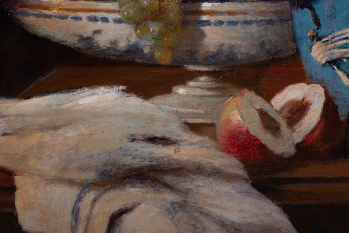 Jean Eritziane (1850 – 1925) Peintre Arménien – Français, ' Nature Morte Avec Fleurs Et Fruits'-photo-7