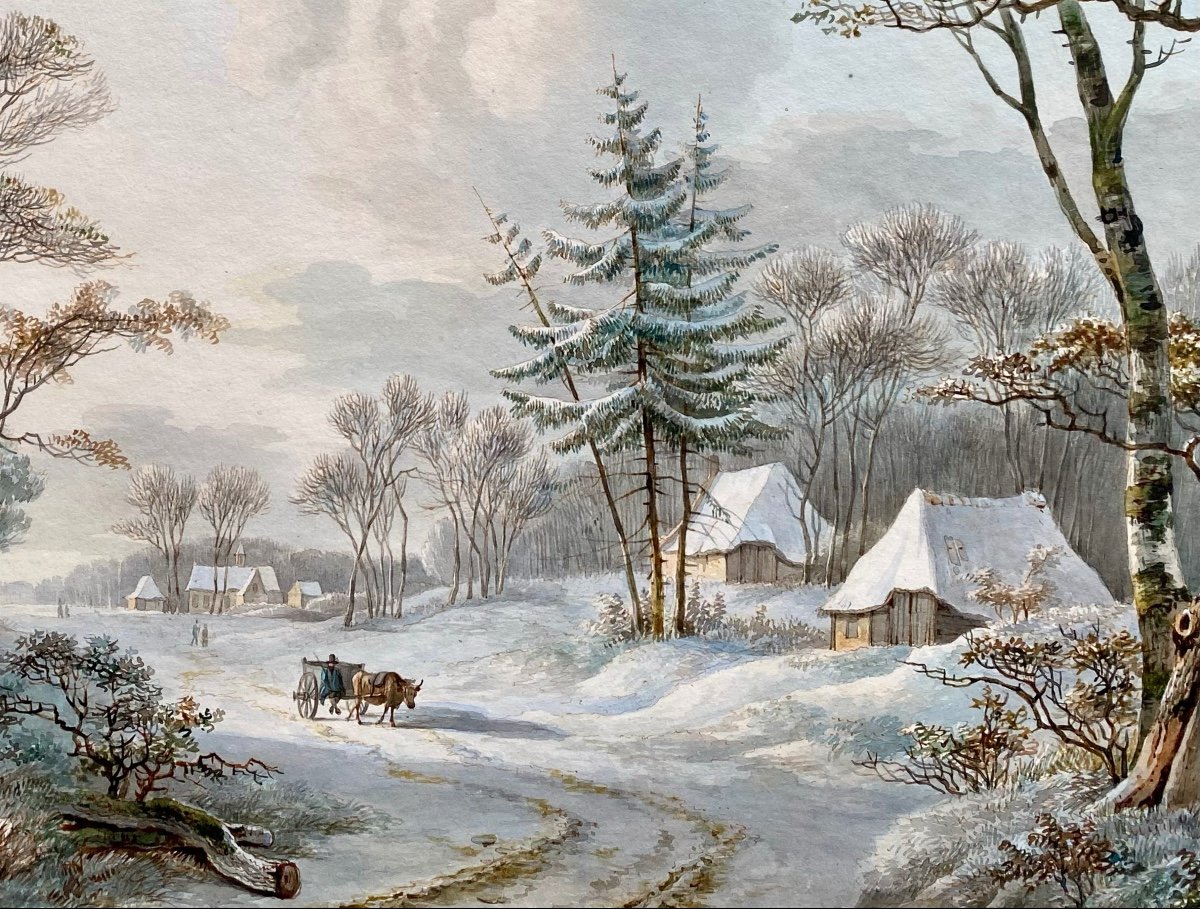 Willem De Klerk (1800 – 1876)  -  ' Un Paysage d'Hiver Avec Une Charrette '-photo-4