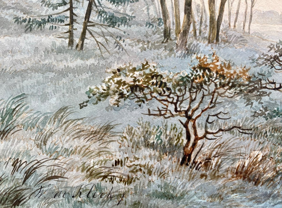 Willem De Klerk (1800 – 1876)  -  ' Un Paysage d'Hiver Avec Une Charrette '-photo-2