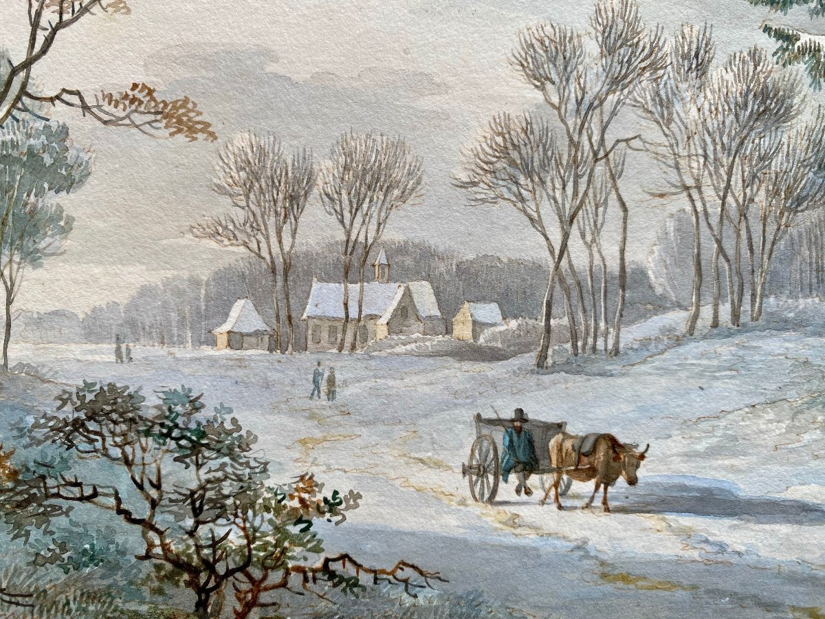 Willem De Klerk (1800 – 1876)  -  ' Un Paysage d'Hiver Avec Une Charrette '-photo-7