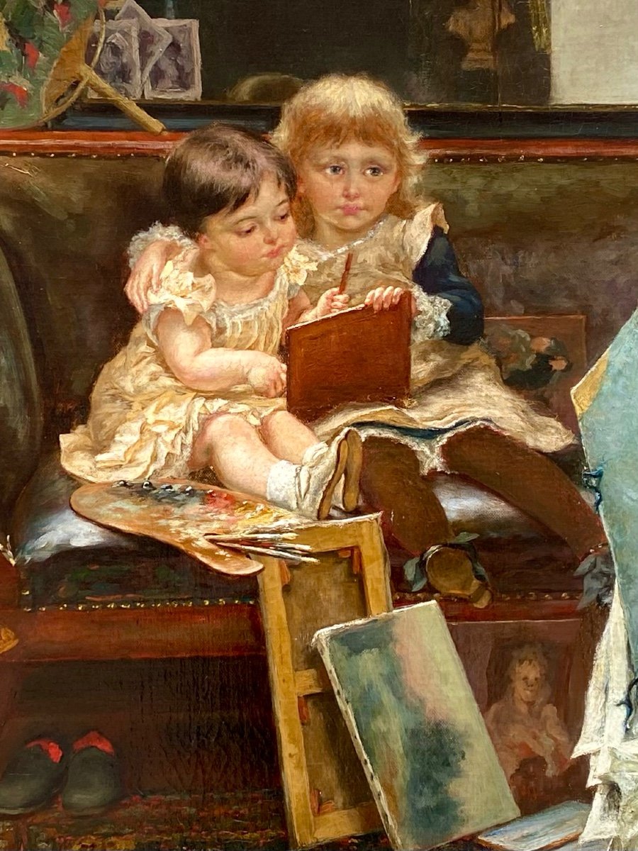 Edgard Farasyn (1858 – Anvers – 1938) -  ' Les Petits Artistes Espiègles'-photo-4