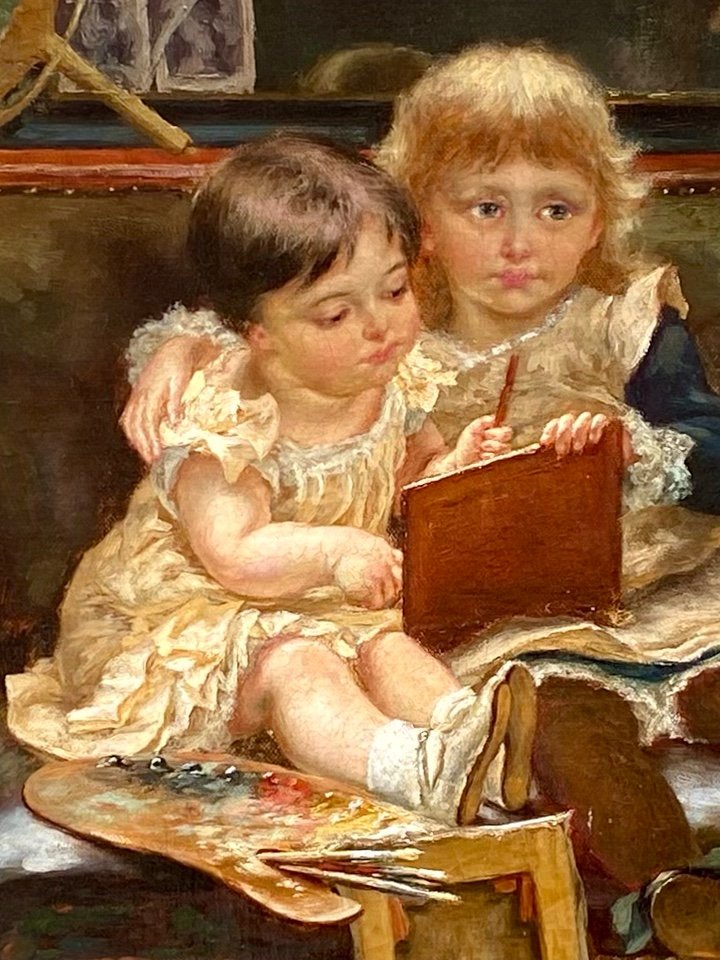 Edgard Farasyn (1858 – Anvers – 1938) -  ' Les Petits Artistes Espiègles'-photo-4