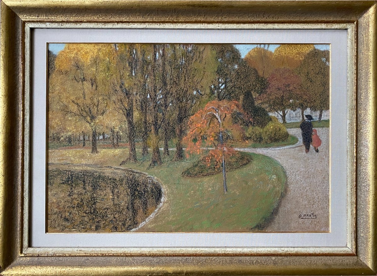 Une Promenade Dans Le Parc, Martin Alfred, Luik 1888 - 1950 Stavelot, Peintre Belge