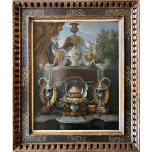 Nature Morte Avec Argent, Porcelaine Et Fruits,desportes Alexandre François, 1661 - 1743