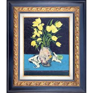 Floris Jespers, Antwerp 1889 - 1965, Belgian Painter, 'yellow Tulips'