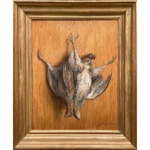 Trompe L’oeil With A Two Partridges, Clesse Louis, Brussels 1889 – 1961, Belgian Painter