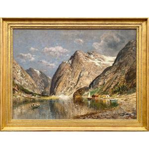 Un Fjord Norvégien, Kaufmann Karl, Neuplachowitz 1843 - 1905 Vienne, Peintre Autrichien