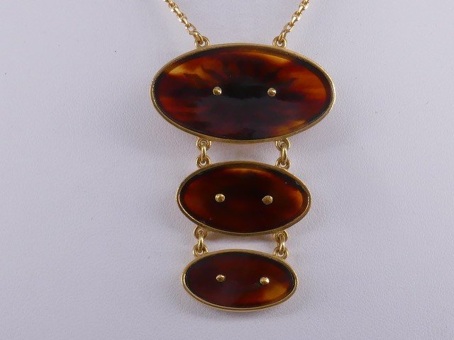 70s Gold And Tortoiseshell Necklace-photo-3